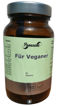 Kapseln für Vaganer und Vegetarier, 50 St. mit Eisen, Jod, Vitaminen B Komplex, C, Biotin für optimale Versorgung
